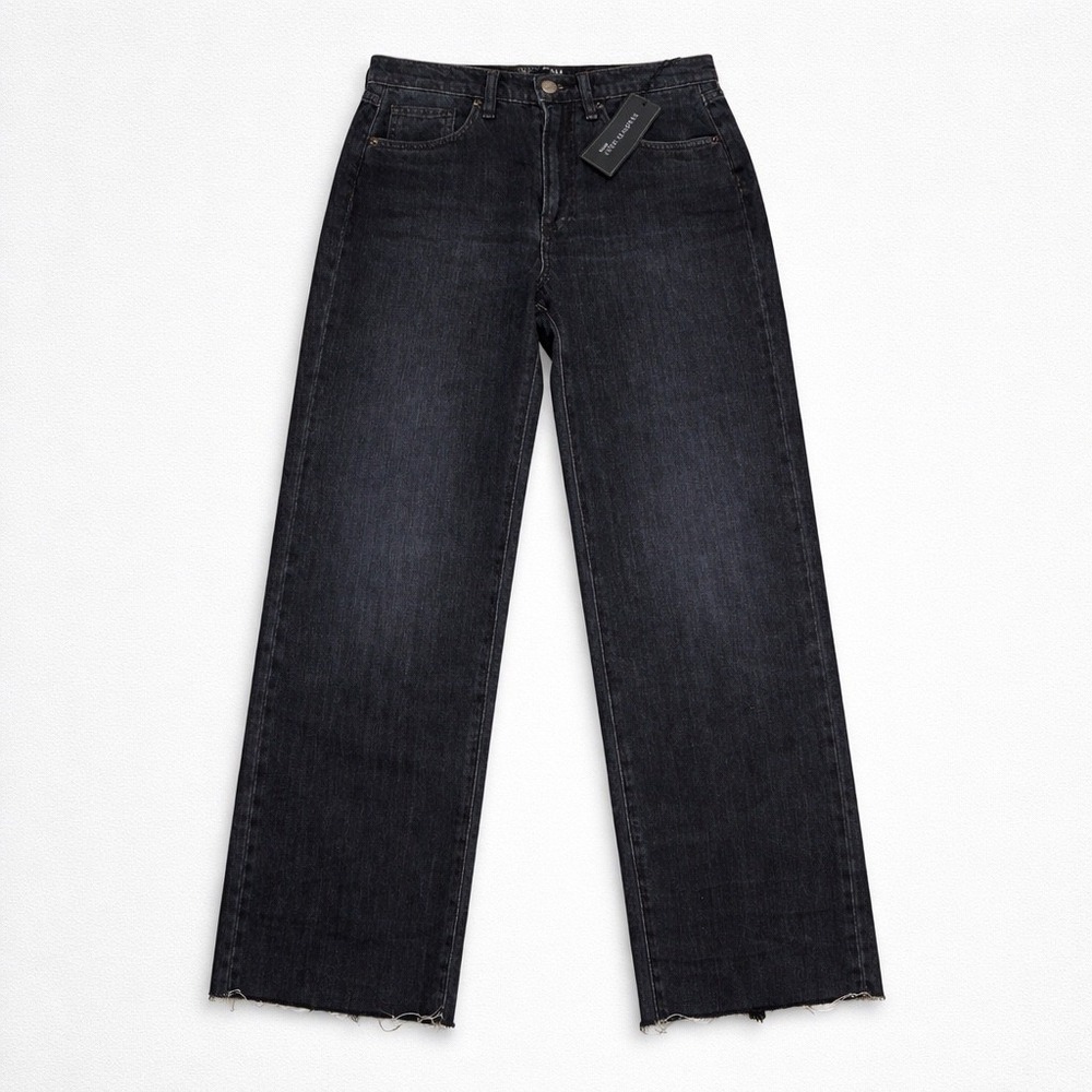 Veronica Beard Dylan Luxury High Rise Straight Leg Jeans Washed Black Size 28